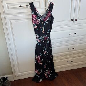 Xhilaration Black Floral Jumpsuit/Romper